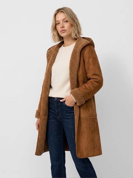 Michael Kors Jackets & Blazers - Michael kors Faux Shearling Lined Hooded
Faux Suede Coat Size Medium